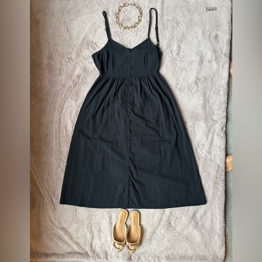 Universal Thread Black Button-Front Midi Dress